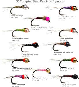 36 Tungsten Bead Perdigon Nymphs